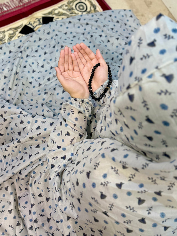 Namaz Chaddar with Sleeves- Rose Grey