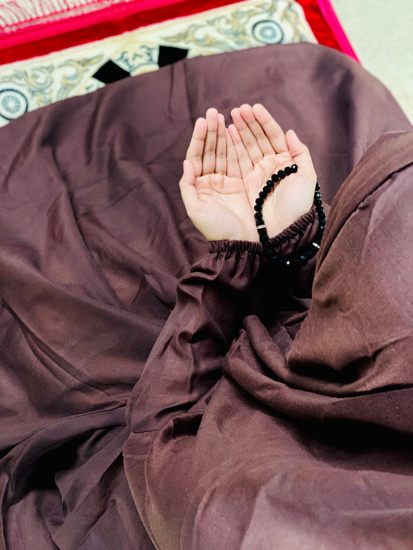 Namaz Chaddar with Sleeves- Solid Coffee Brown