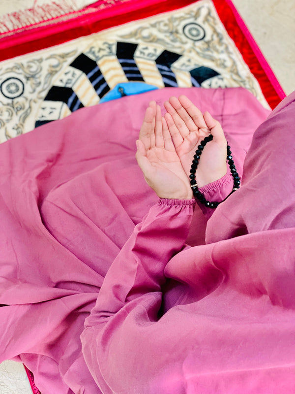 Namaz Chaddar with Sleeves- Solid Pink