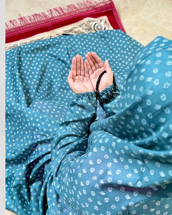 Namaz Chaddar With Sleeves- Teal Meher