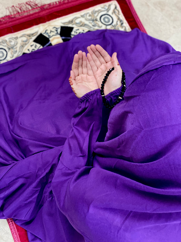 Namaz Chaddar With Sleeves- Solid Purple