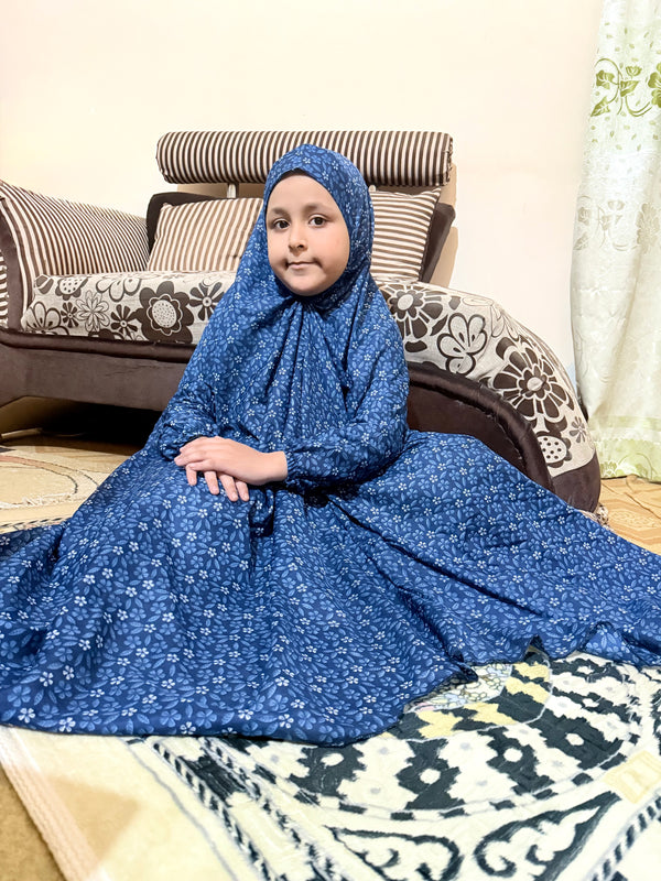 Kids Namaz Chaddar- Blue Blossom