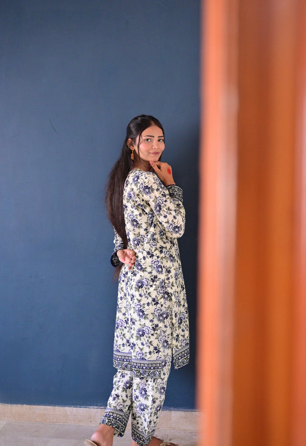 2 Piece Dress- Floral Sapphire