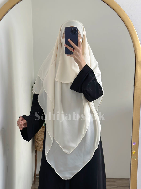 Three Layer Khimar- Cream