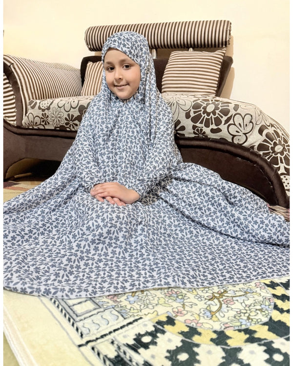 Kids Namaz Chaddar- White Blossom